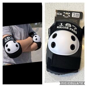 Kids Elbow Pads - Black and White